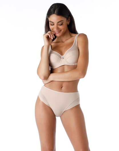 Slip Midi Classic Invisible in microfibra e tulle, cipria, , LOVABLE