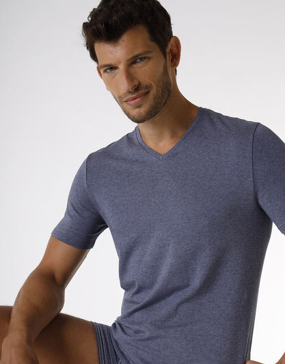 T-shirt Rephined Cotton Modal, blu melange, , LOVABLE