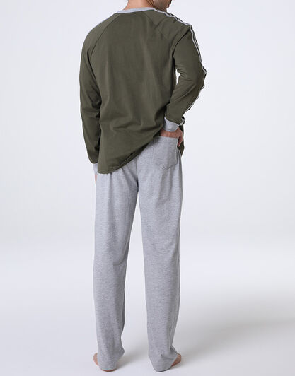 Pigiama Lungo Girocollo in Jersey, verde oliva,  Pigiama Lungo Girocollo in Jersey, verde oliva, , LOVABLE