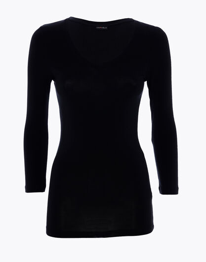 Maglia manica 3/4 effetto thermal leggero, nero, , LOVABLE