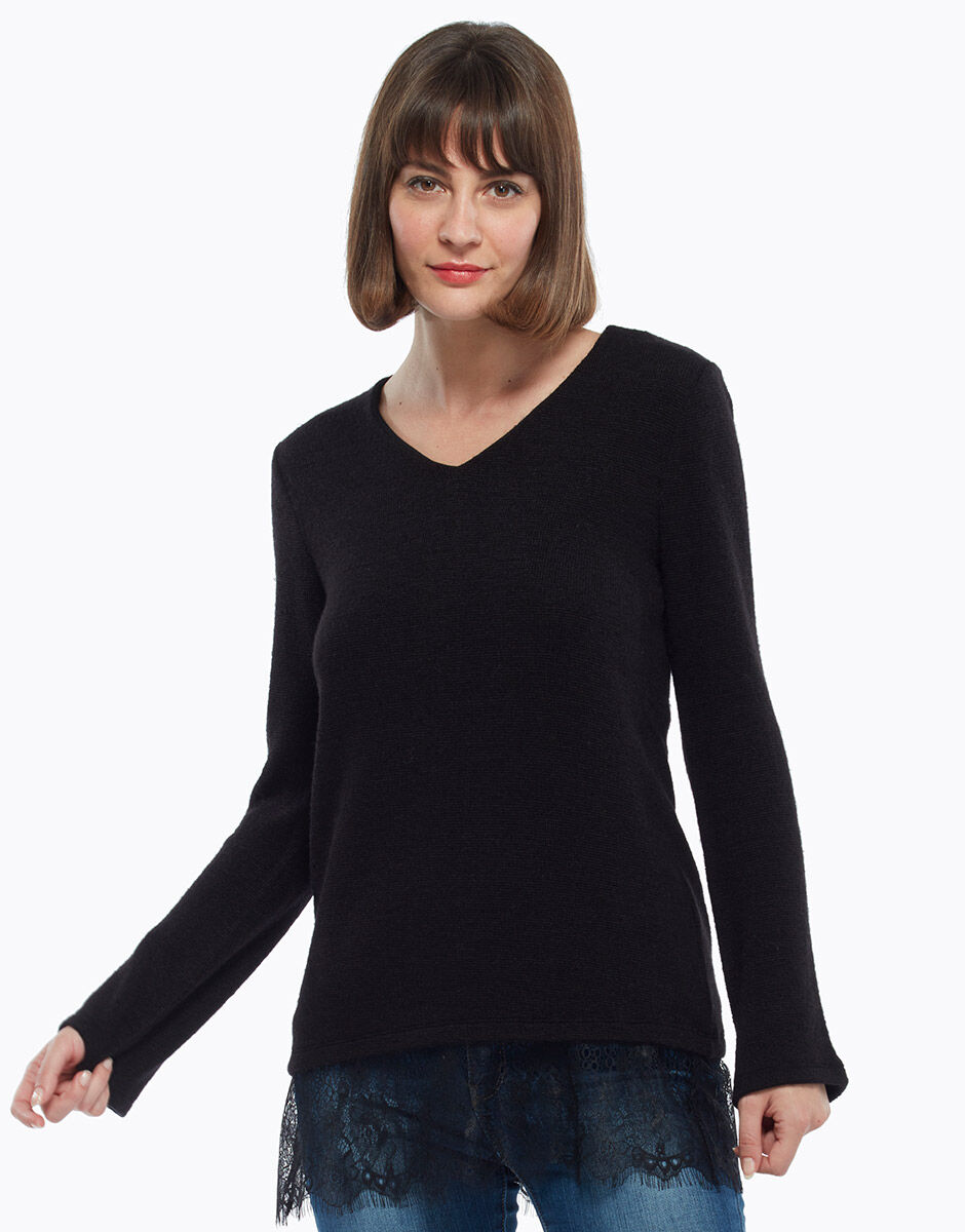 Maglia in pizzo nero hot sale