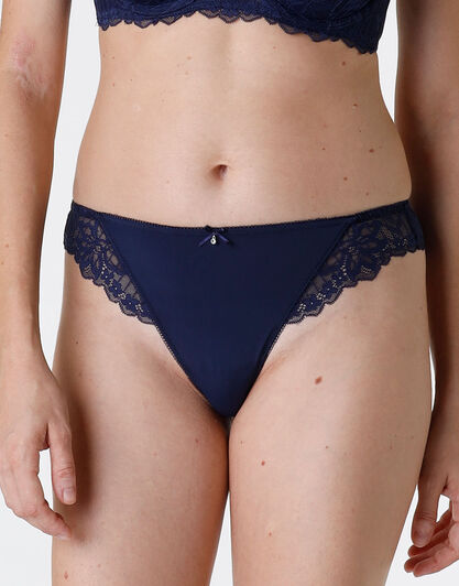 Brasiliano Striped Lace in pizzo e microfibra, blu scuro, , LOVABLE