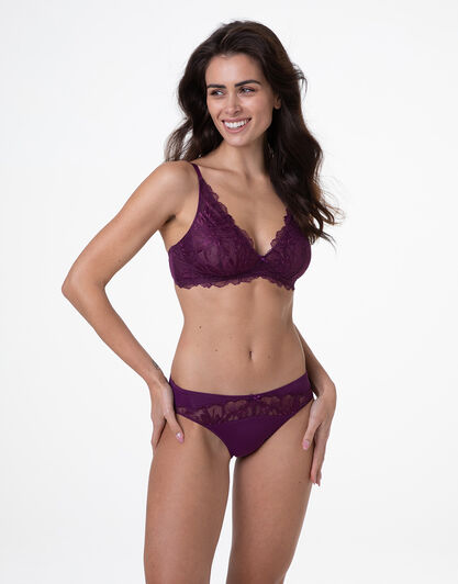 Slip Midi Graceful Lace in pizzo e microfibra, vinaccia, , LOVABLE