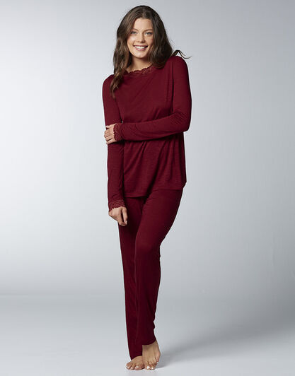 T-shirt M/L in viscosa, bordeaux, , LOVABLE