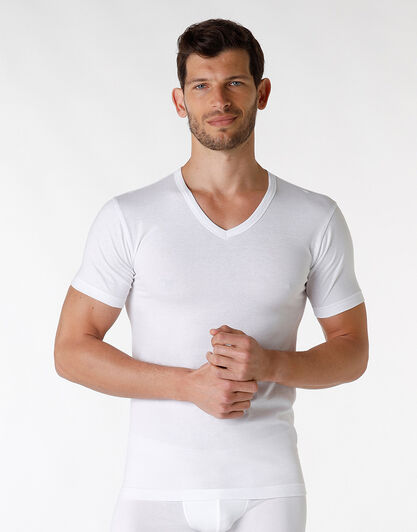 T-shirt scollo a V Classic Cotton 100% cotone, bianco, , LOVABLE