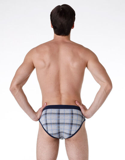 Slip uomo in cotone elasticizzato, blu check, , LOVABLE