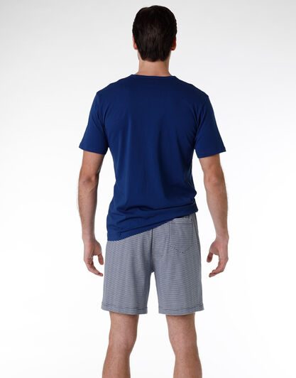 Pigiama uomo corto in jersey di 100% cotone, blu navy, , LOVABLE