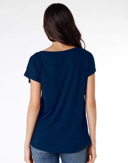 Maglia maniche corte Basic Soul in modal, blu, , LOVABLE