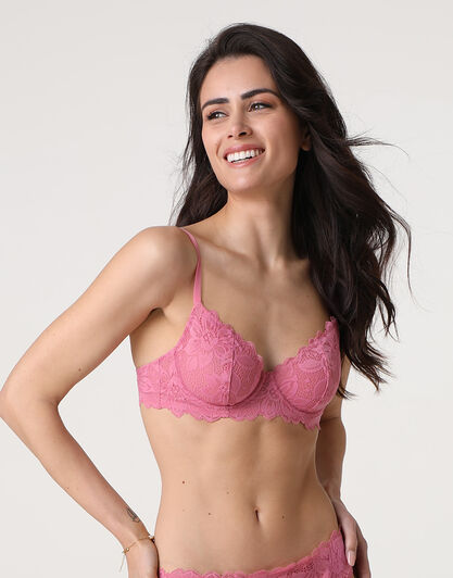 Reggiseno con ferretto Natural Lace in pizzo elastico, rosa naturale,  Reggiseno con ferretto Natural Lace in pizzo elastico, rosa naturale, , LOVABLE