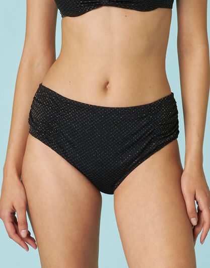 Costume Slip Alto Jacquard in microfibra, nero e oro, , LOVABLE