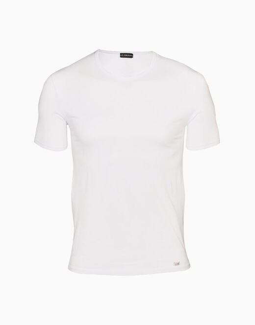 T-shirt girocollo Supima Premium Cotton in cotone elasticizzato, bianca