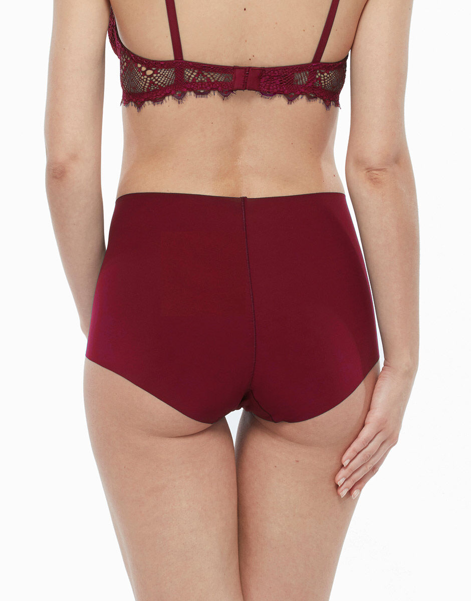 Culotte vita alta bordeaux in microfibra con vita e sgambatura