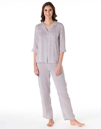 Pigiama lungo donna maniche 3/4 , a righe, , LOVABLE