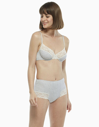 Slip vita alta, grigio melange, in modal e pizzo , , LOVABLE