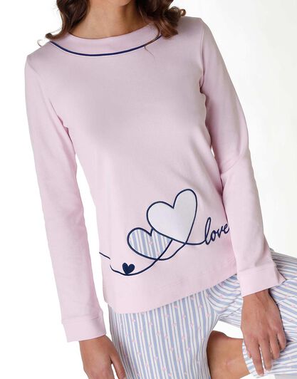Pigiama lungo donna in 100% cotone interlock, rosa, , LOVABLE