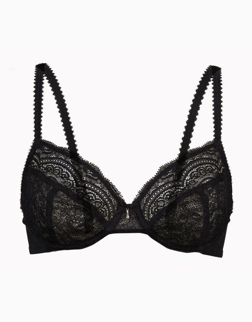 Reggiseno con ferretto senza imbottitura Celebrity, nero, in pizzo