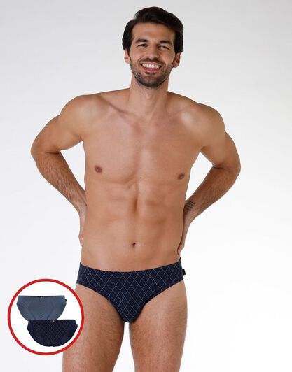 Slip Bipack uomo in cotone modal,  blu jeans e blu navy, , LOVABLE