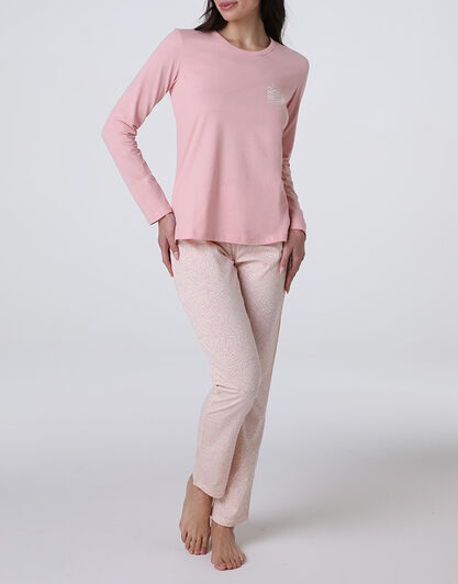 Pigiama Lungo in Jersey, rosa vintage, , LOVABLE