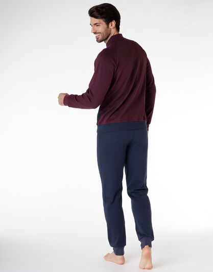 Felpa uomo a maniche lunghe in 100% cotone, bordeaux e blu, , LOVABLE