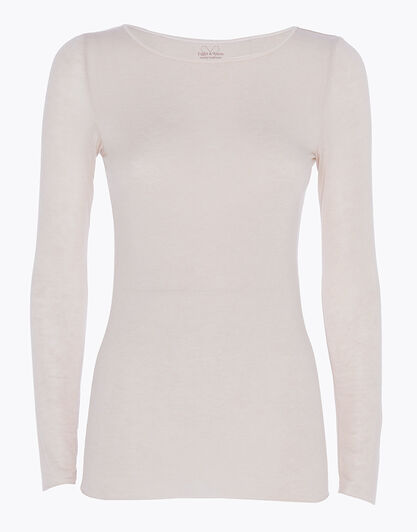 Maglia con scollo a barchetta e manica lunga in modal e cashmere, sabbia, , LOVABLE