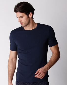 T-shirt Girocollo in cotone modal, blu navy, , LOVABLE