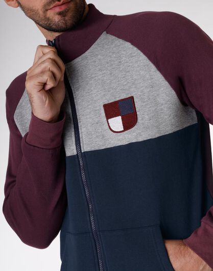 Felpa uomo a maniche lunghe in 100% cotone, bordeaux e blu, , LOVABLE