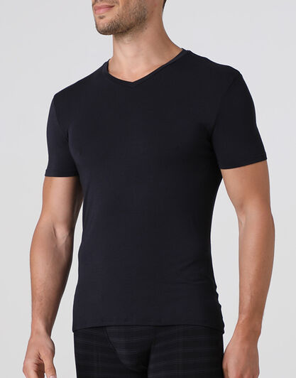 T-shirt uomo con scollo a v in micromodal, nera,  T-shirt uomo con scollo a v in micromodal, nera, , LOVABLE