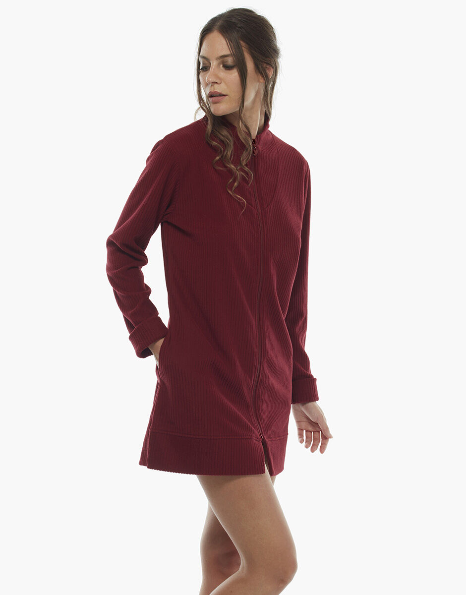 Vestaglia bordeaux in pile costina