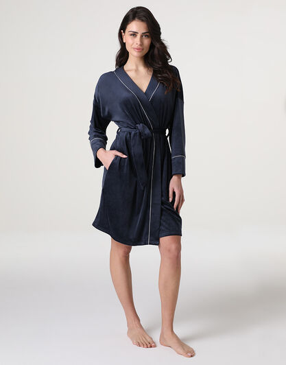 Vestaglia in Ciniglia, blu notte, , LOVABLE