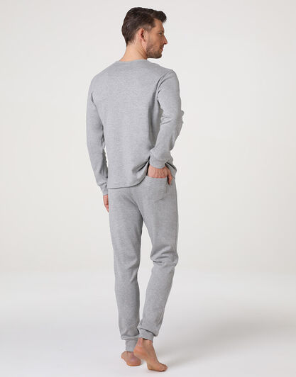 Pigiama Lungo Girocollo Interlock, grigio melange, , LOVABLE