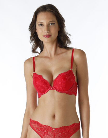 La Senza - Reggiseno Super Push-Up con ferretto Lux Lace in pizzo, rosso, , LOVABLE