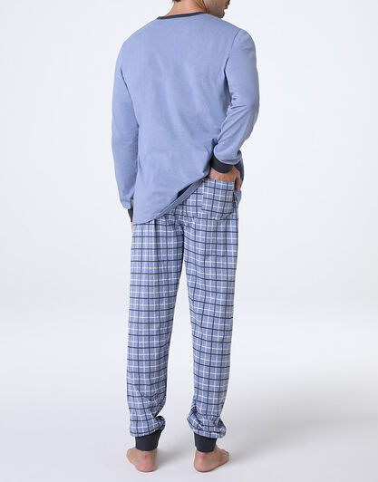 Pigiama Lungo Collo Serafino in Jersey, avio,  Pigiama Lungo Collo Serafino in Jersey, avio, , LOVABLE