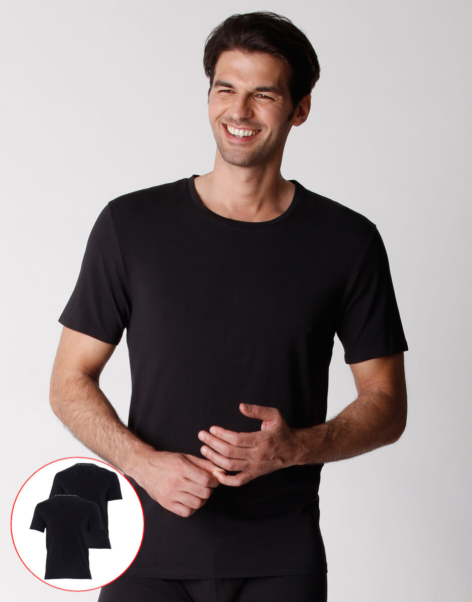 T shirt girocollo uomo bipack in cotone biologico nero