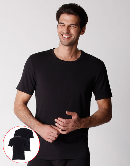 T-shirt girocollo uomo bipack in cotone biologico, nero, , LOVABLE