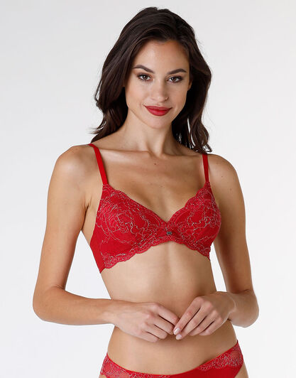 Reggiseno senza ferretto Trendy Lurex in pizzo, rosso, , LOVABLE