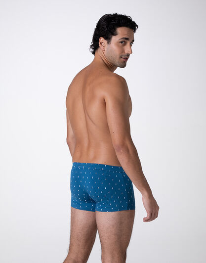 Boxer in Cotone Modal, petrolio con stampa scacchi, , LOVABLE