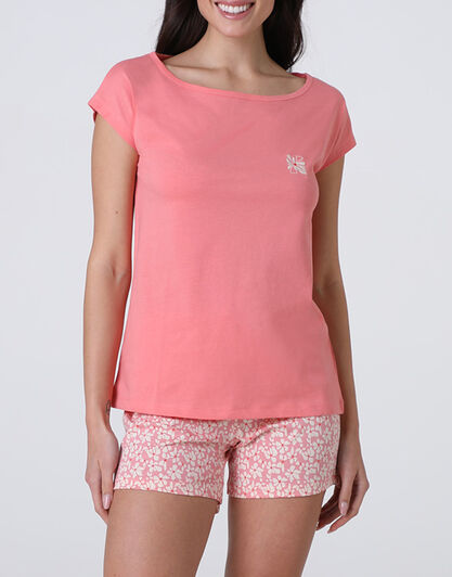Pigiama Corto in Jersey, rosa pesco, , LOVABLE