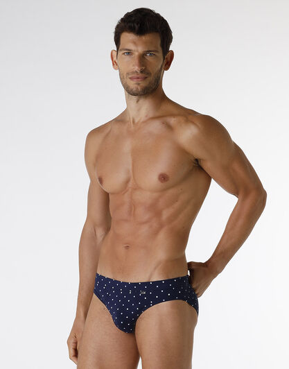 Slip Classic Cotton Modal, blu navy con stampa geometrica, , LOVABLE