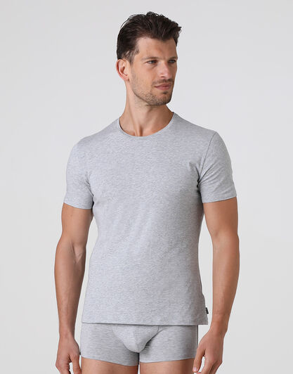 T-shirt girocollo Supima Premium Cotton in cotone elasticizzato, grigio melange, , LOVABLE