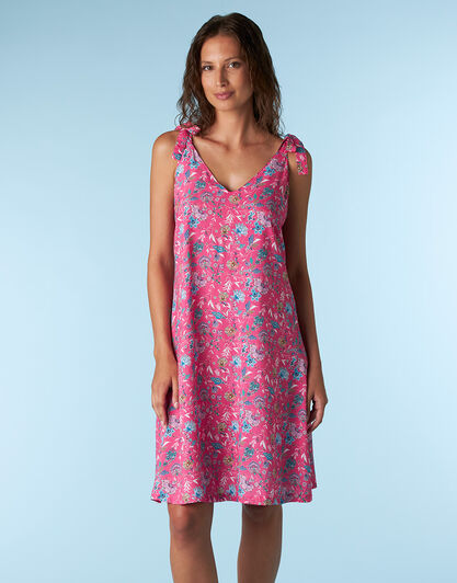 Abitino con fiocchi sulle spalle in tela di viscosa, magenta stampa floreale, , LOVABLE