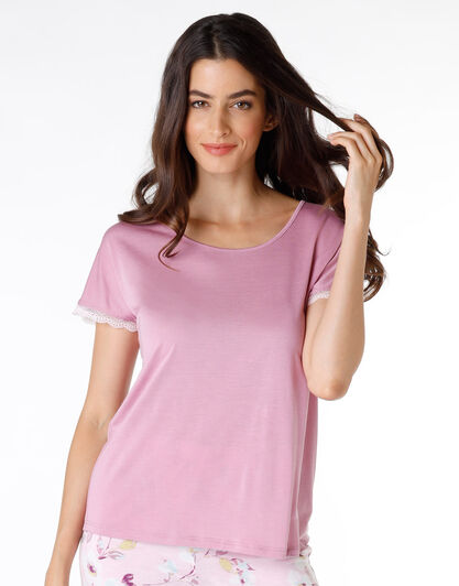 T-shirt del pigiama donna in 100% cotone modal, malva, , LOVABLE