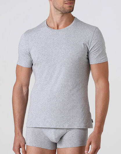 T-shirt girocollo Supima Premium Cotton in cotone elasticizzato, grigio melange, , LOVABLE
