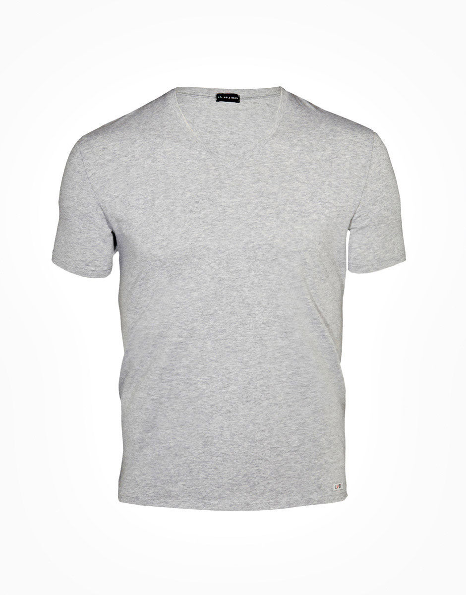 T Shirt uomo con scollo a V profondo Supima Premium Cotton grigio melange