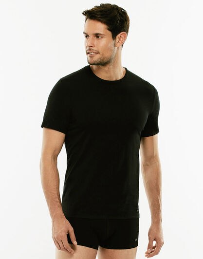 T-shirt girocollo Premium Cotton nero in cotone elasticizzato di alta qualità-LOVABLE