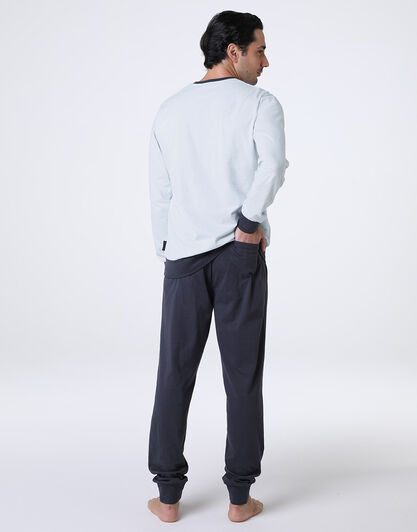 Pigiama Lungo Girocollo in Jersey, azzurro chiaro, , LOVABLE