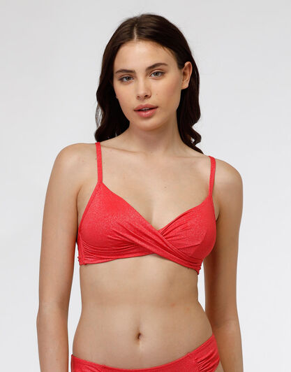 Costume reggiseno senza ferretto in microfibra Plain Lurex, corallo, , LOVABLE