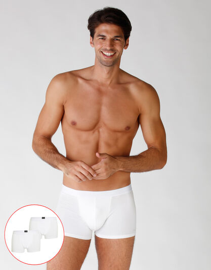 Bipack boxer in cotone elasticizzato, bianco, , LOVABLE