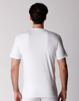 T-shirt scollo a V uomo in cotone biologico, confezione x2 bianco, , LOVABLE