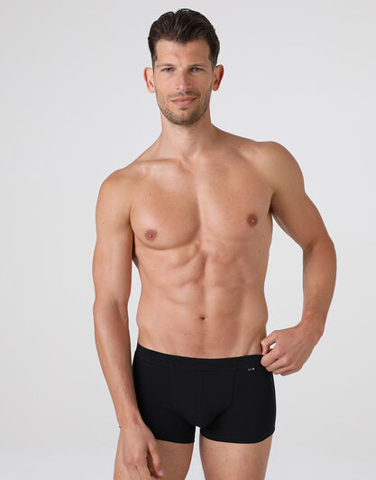 Short boxer Cotton Stretch nero in cotone elasticizzato, , LOVABLE