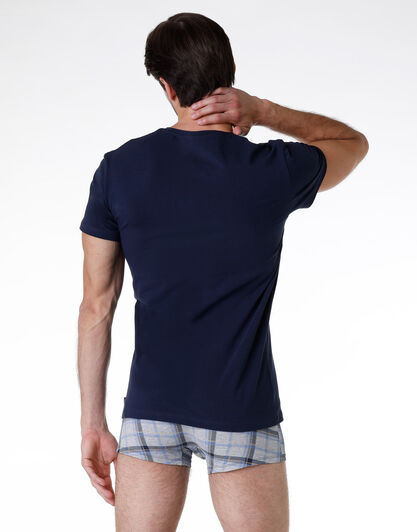 T-shirt uomo in cotone elasticizzato, blu navy, , LOVABLE